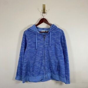 L.L. Bean Full Zip Hoodie Sweatshirt Women's XL Blue White Gorpcore Beach
